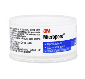 Fita micropore hipoalergênico 3M branca 2,5cm x 10m