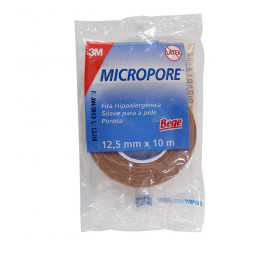 Fita micropore hipoalergênico 3M bege 12,5cm x 10m