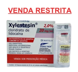 Anestésico Xylestesin Cloridrato de Lidocaína 2% Com Vasoconstritor 20ml - Caixa com 10un - Cristália