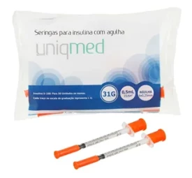 Seringa Descartável 0,5ml com agulha 6x0,25mm com 10 un - Uniqmed