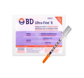 Seringa Descartável Insulina 0,3ml com agulha 8X0,30mm Ultrafine II 10un - BD REF 328322