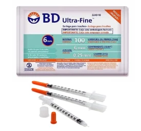 Seringa Descartável Insulina 1ml com agulha 6X0,25mm Ultrafine II 10un - BD REF 324918