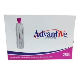 Lanceta para Glicose com Dispositivo de Segurança 28G C/100 - Advantive
