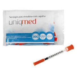 Seringa Descartável 0,5 ml agulha 8x0,30mm com 10 un - Uniqmed