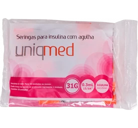 Seringa Descartável 0,3 ml agulha 6x0,25mm com 10 un - UNIQMED